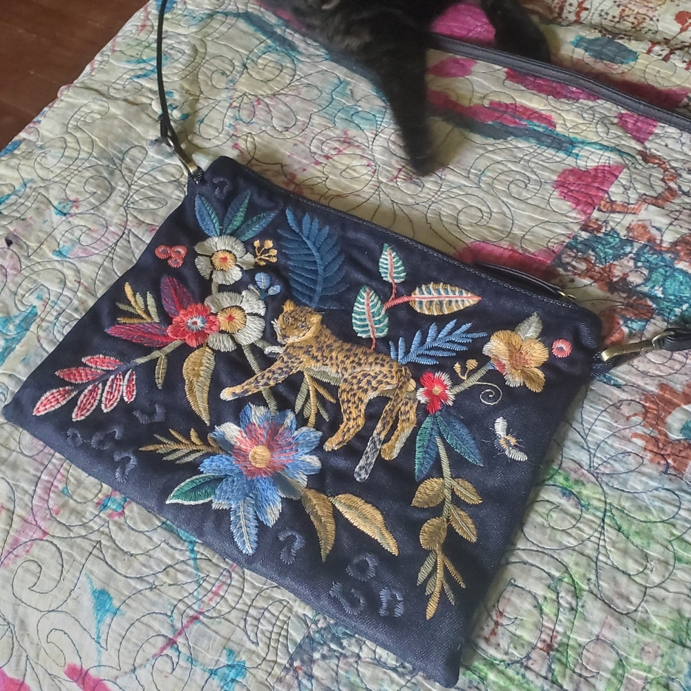 Johnny Was Denim Crossbody Bag